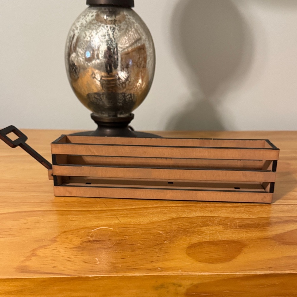 Rectangular Slatted Wooden Crate Tray - Neutral Tan